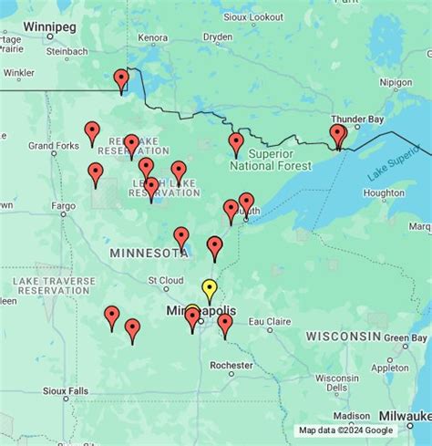 mn casinos map